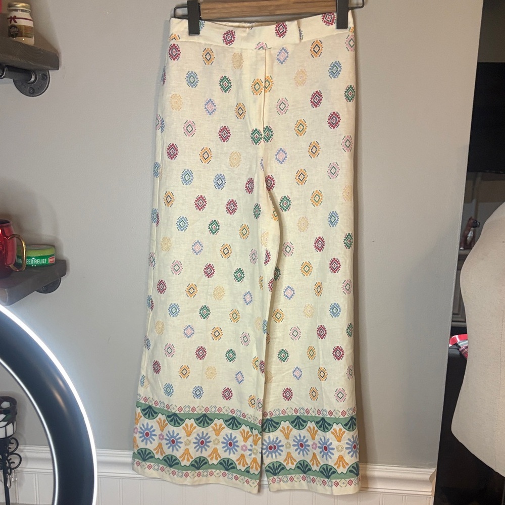 Colorful Patterned Wide Leg Pants